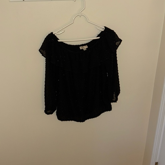 Michael Kors black sparkle off the shoulder top - Picture 1 of 3